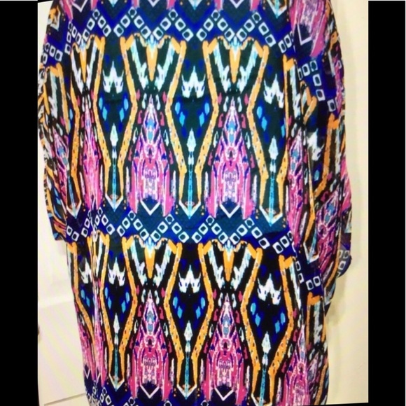 KIMONO 1X OVERSIZED SWIM COVER LIGHTWEIGHT JACKET PINK TURQ FIT S~1X HOST PICK - Picture 3 of 7